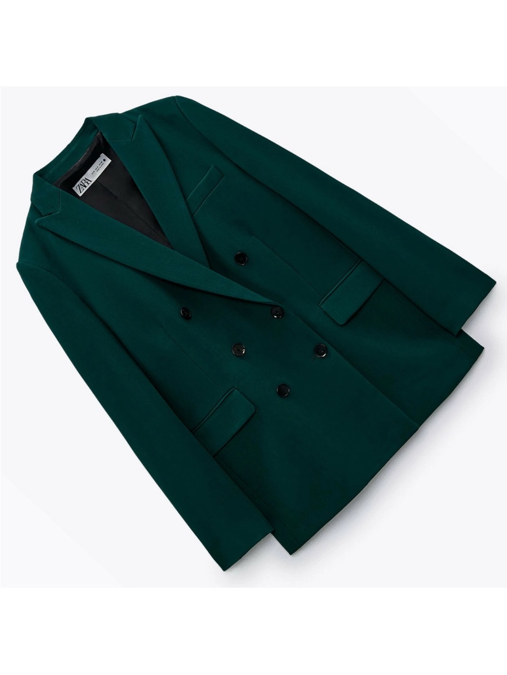Zara Double-Breasted Blazer in Deep Green